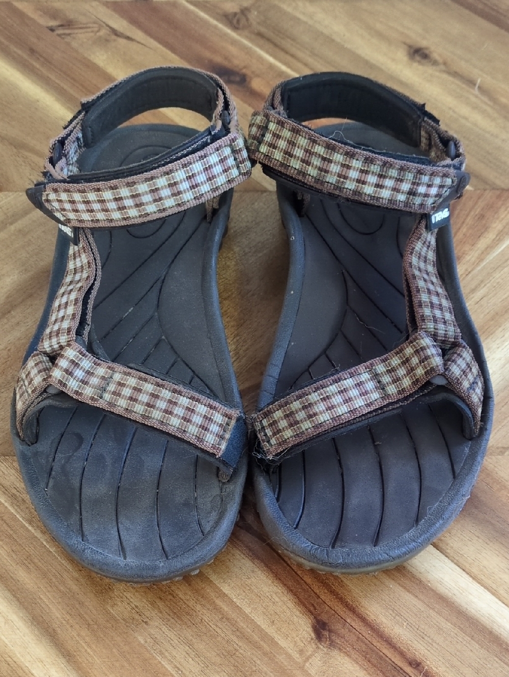 Teva Brown Plaid Hook-and-Loop Sandals